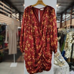 Girl Soul Brick Red Floral Cutout Back Dress | 3X | NWT